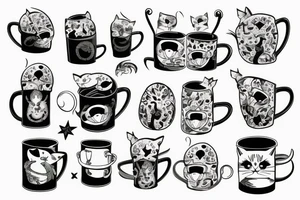 cat hiding in a mug tattoo idea