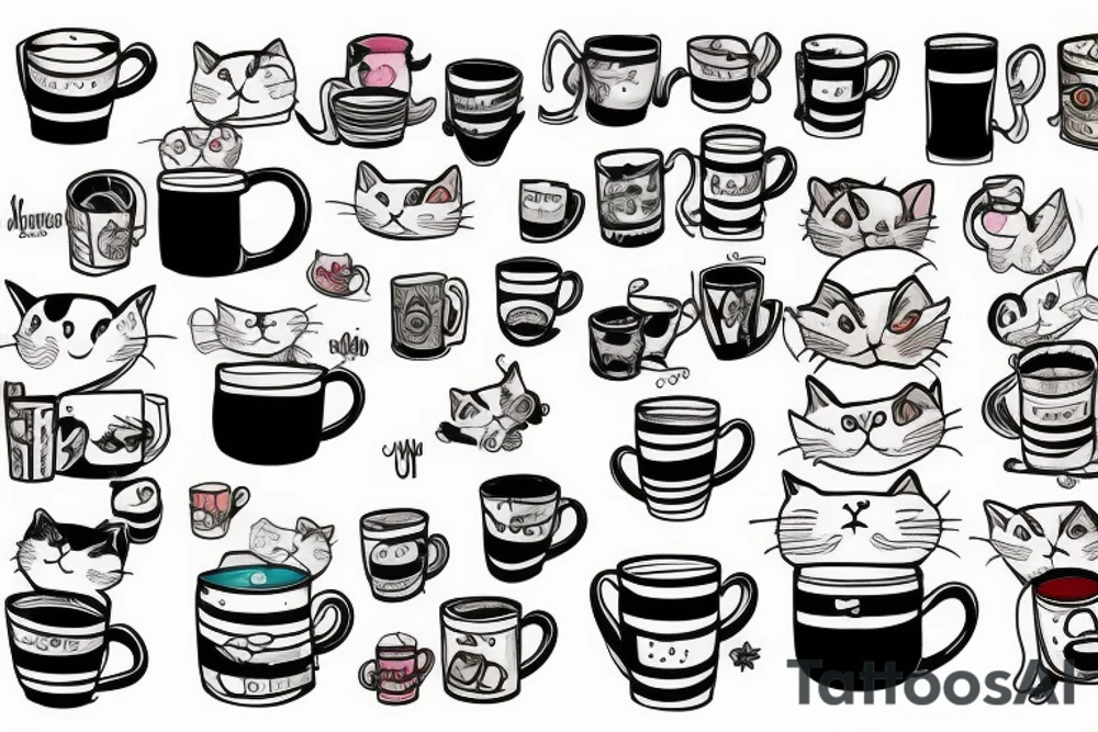 cat hiding in a mug tattoo idea