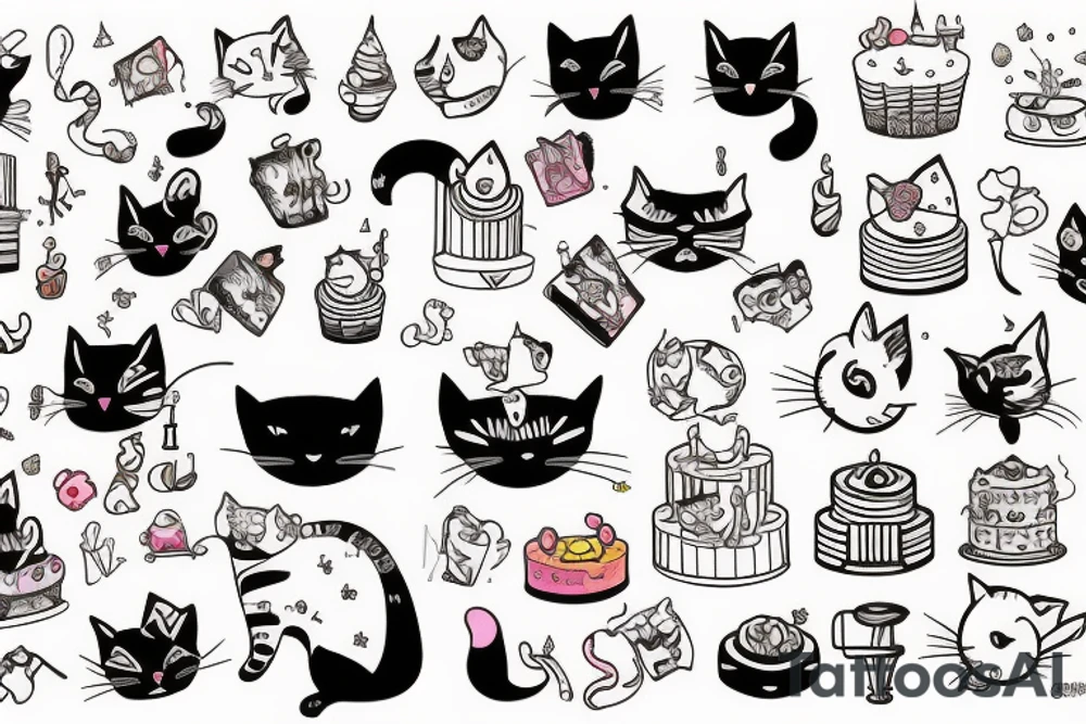 cat in the cake tattoo idea