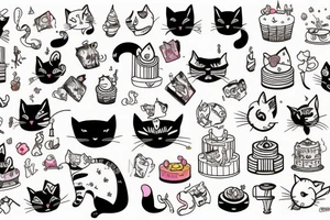 cat in the cake tattoo idea