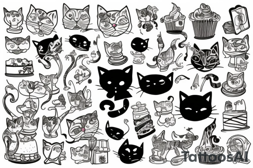 cat in the cake tattoo idea