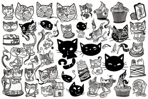 cat in the cake tattoo idea