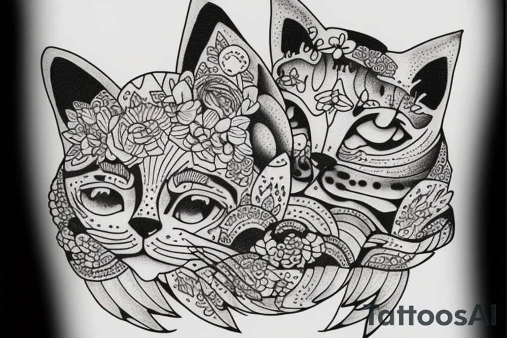 cat in the cake tattoo idea