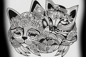 cat in the cake tattoo idea