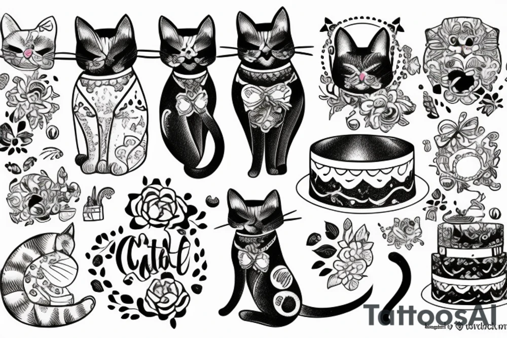 cat in the cake tattoo idea