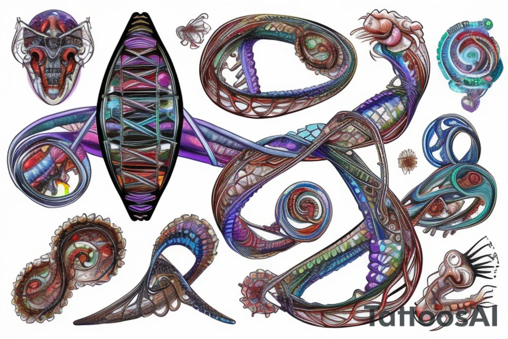 DNA helix colored with blurry edges tattoo idea