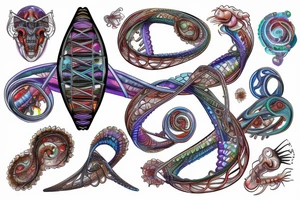 DNA helix colored with blurry edges tattoo idea