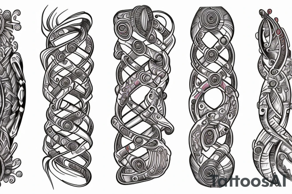 DNA helix colored with blurry edges tattoo idea