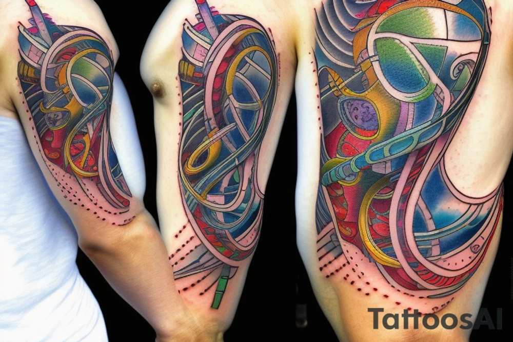 DNA helix colored with blurry edges tattoo idea