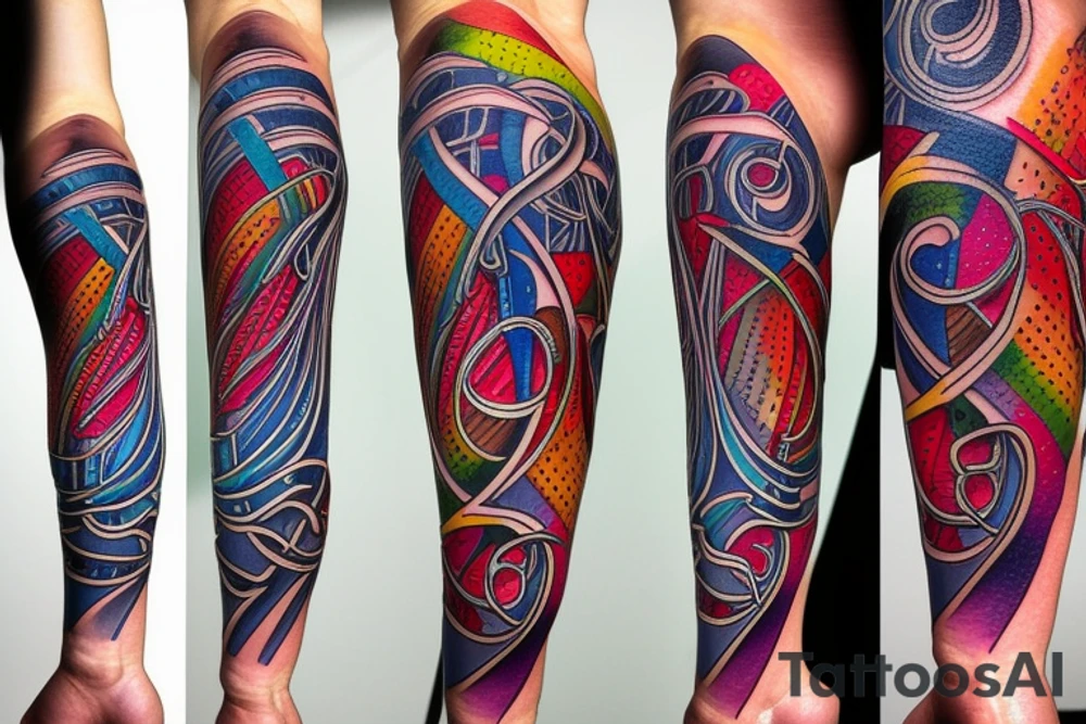 DNA helix colored with blurry edges tattoo idea