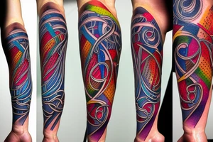 DNA helix colored with blurry edges tattoo idea
