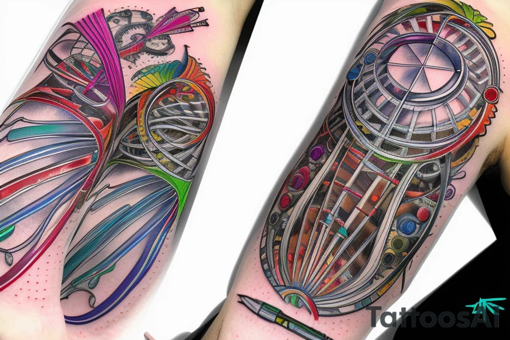 DNA helix colored with blurry edges tattoo idea