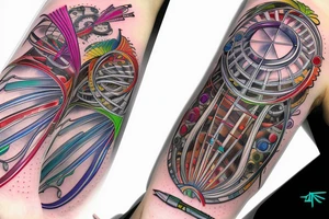 DNA helix colored with blurry edges tattoo idea
