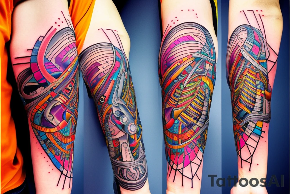 DNA helix colored with blurry edges on the forearm tattoo idea