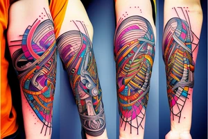 DNA helix colored with blurry edges on the forearm tattoo idea