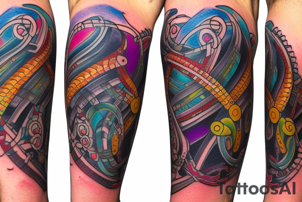 DNA helix colored with blurry edges on the forearm tattoo idea