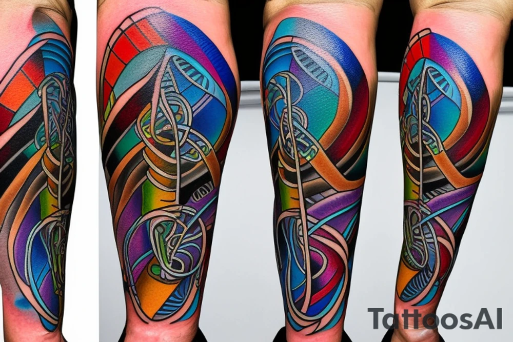 DNA helix colored with blurry edges on the forearm tattoo idea