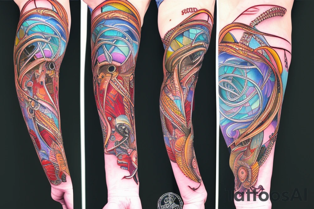 DNA helix colored with blurry edges on the forearm tattoo idea