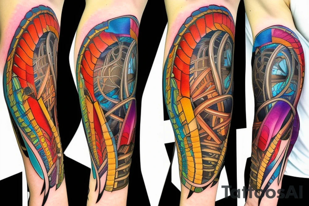 DNA helix colored with blurry edges on the forearm tattoo idea