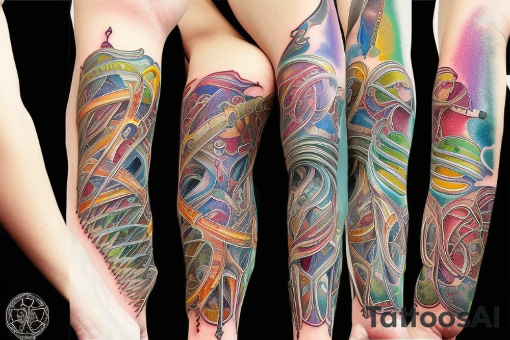DNA helix colored with blurry edges on the forearm tattoo idea