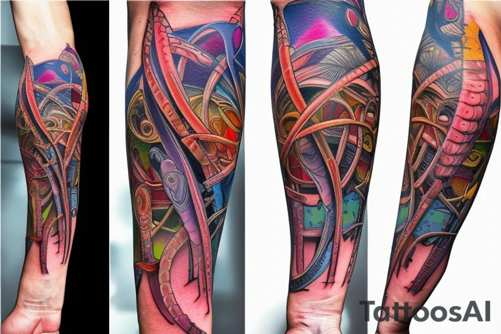 DNA helix colored with blurry edges on the forearm tattoo idea