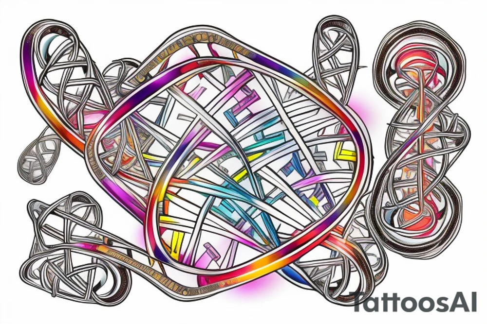 DNA helix colored with blurry edges on the forearm tattoo idea