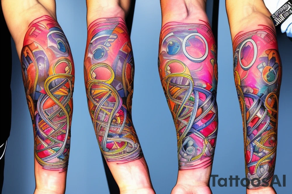 DNA helix colored with blurry edges on the forearm tattoo idea