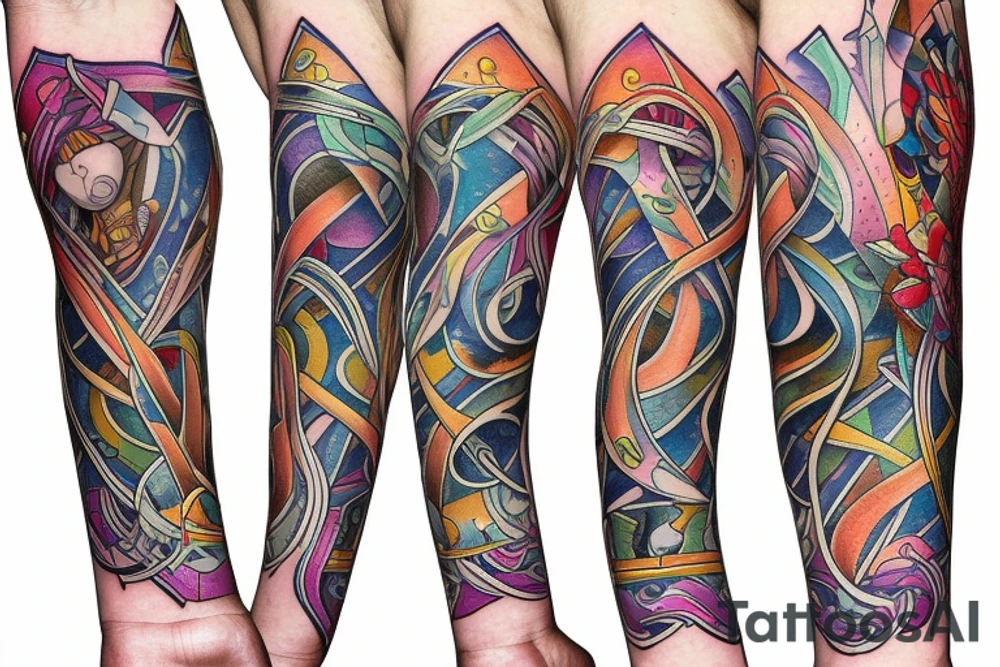 DNA helix colored with blurry edges on the forearm tattoo idea