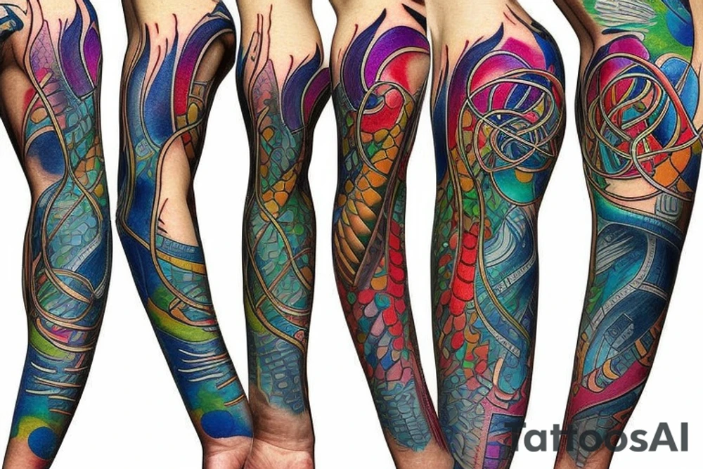 DNA helix colored with blurry edges on the forearm tattoo idea