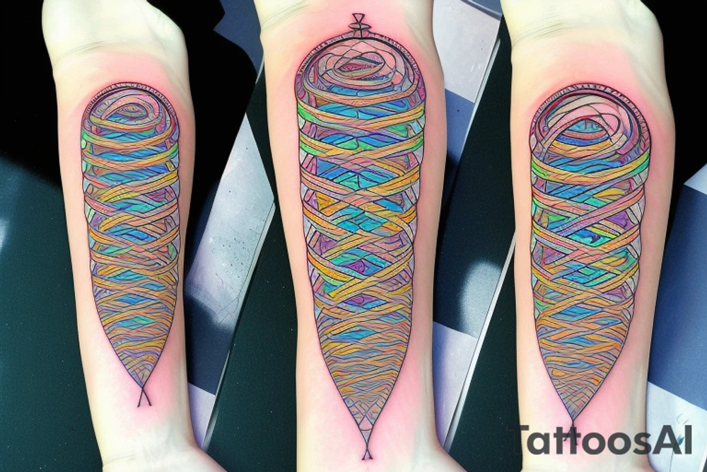DNA helix colored with blurry edges on the forearm tattoo idea
