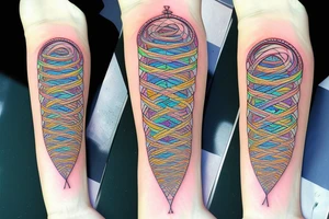 DNA helix colored with blurry edges on the forearm tattoo idea