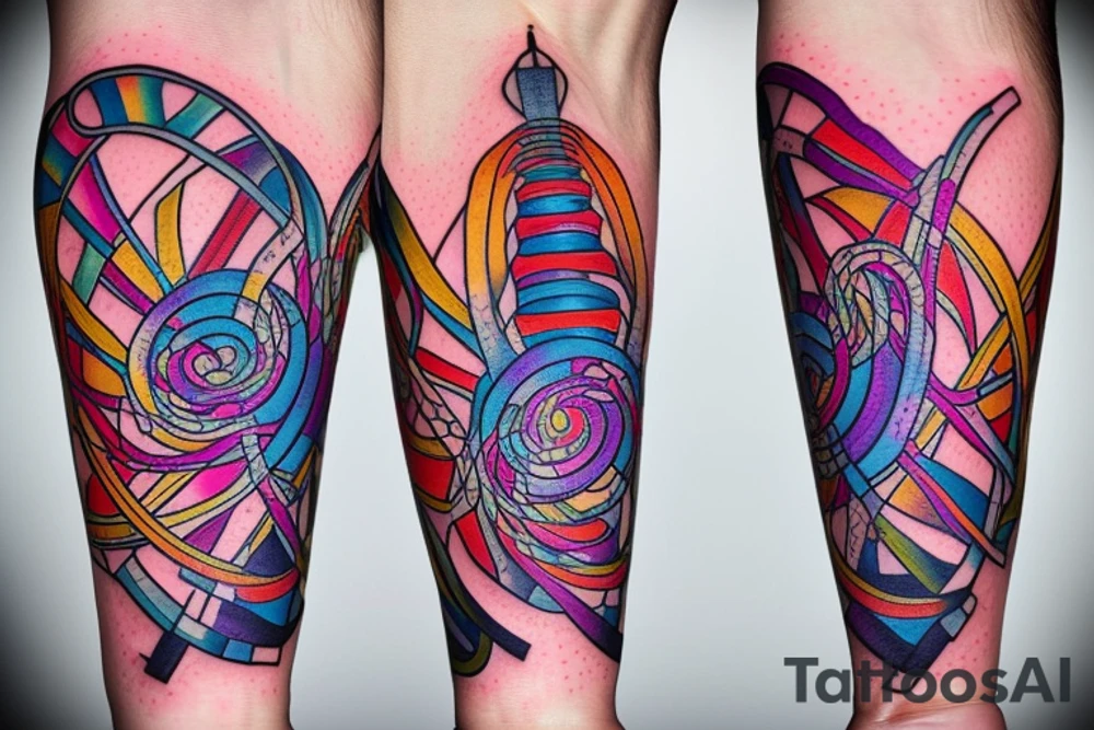 DNA helix colored with blurry edges on the forearm tattoo idea