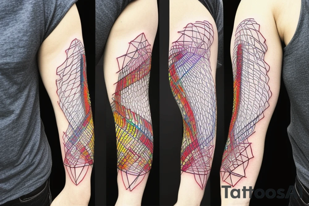 DNA helix colored with blurry edges on the forearm tattoo idea