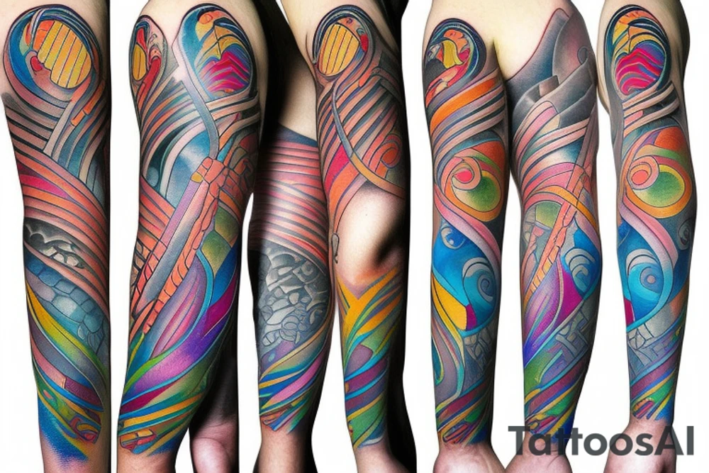 DNA helix colored with blurry edges on the forearm tattoo idea