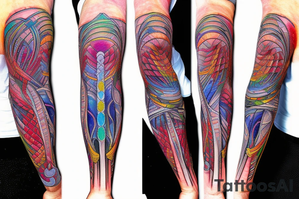 DNA helix colored with blurry edges on the forearm tattoo idea