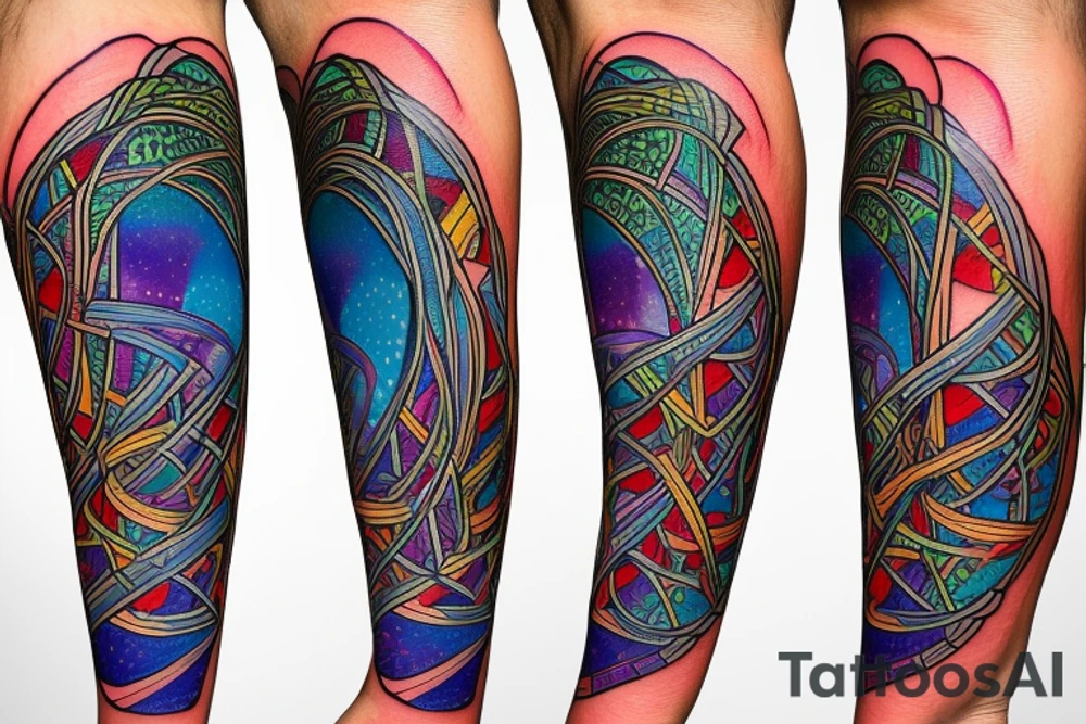 DNA helix colored with blurry edges on the forearm tattoo idea