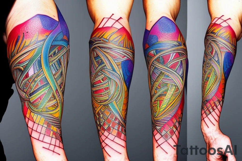 DNA helix colored with blurry edges on the forearm tattoo idea