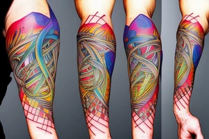 DNA helix colored with blurry edges on the forearm tattoo idea