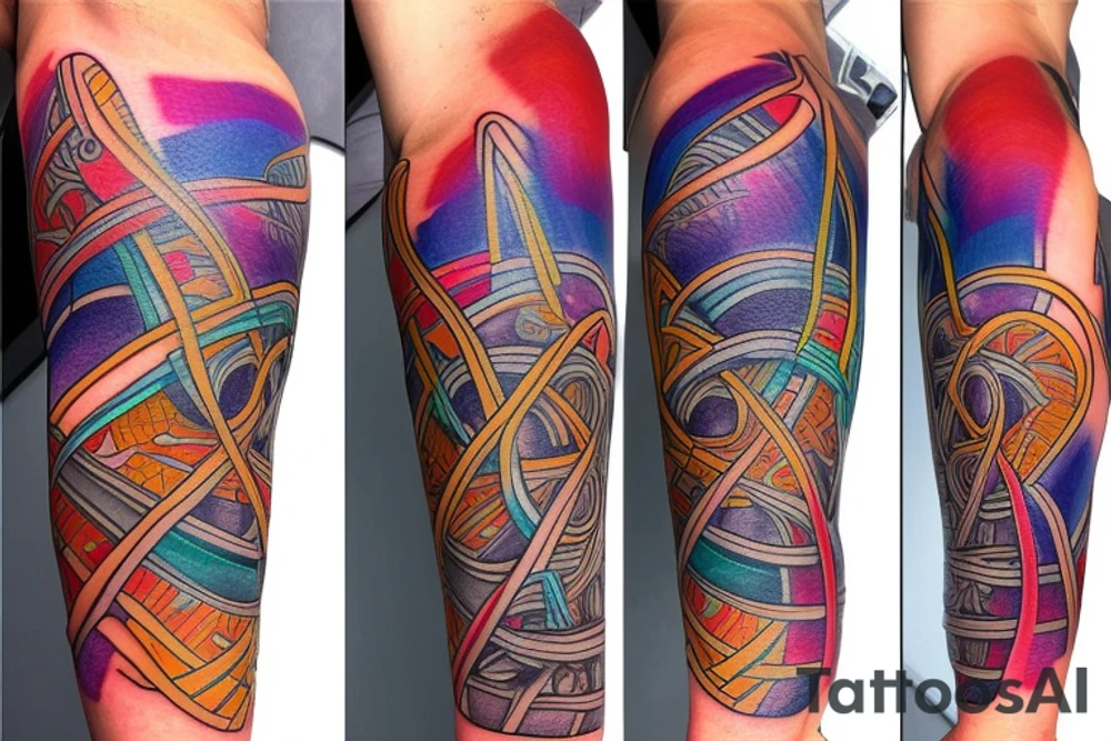 DNA helix colored with blurry edges on the forearm tattoo idea
