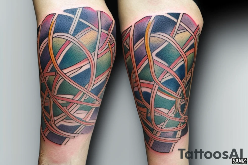 DNA helix colored with blurry edges on the forearm tattoo idea