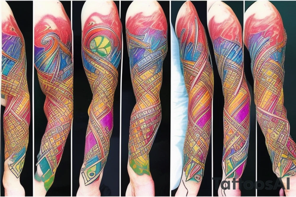 DNA helix colored with blurry edges on the forearm tattoo idea