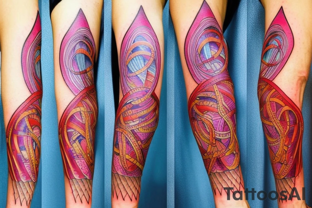 DNA helix colored with blurry edges on the forearm tattoo idea