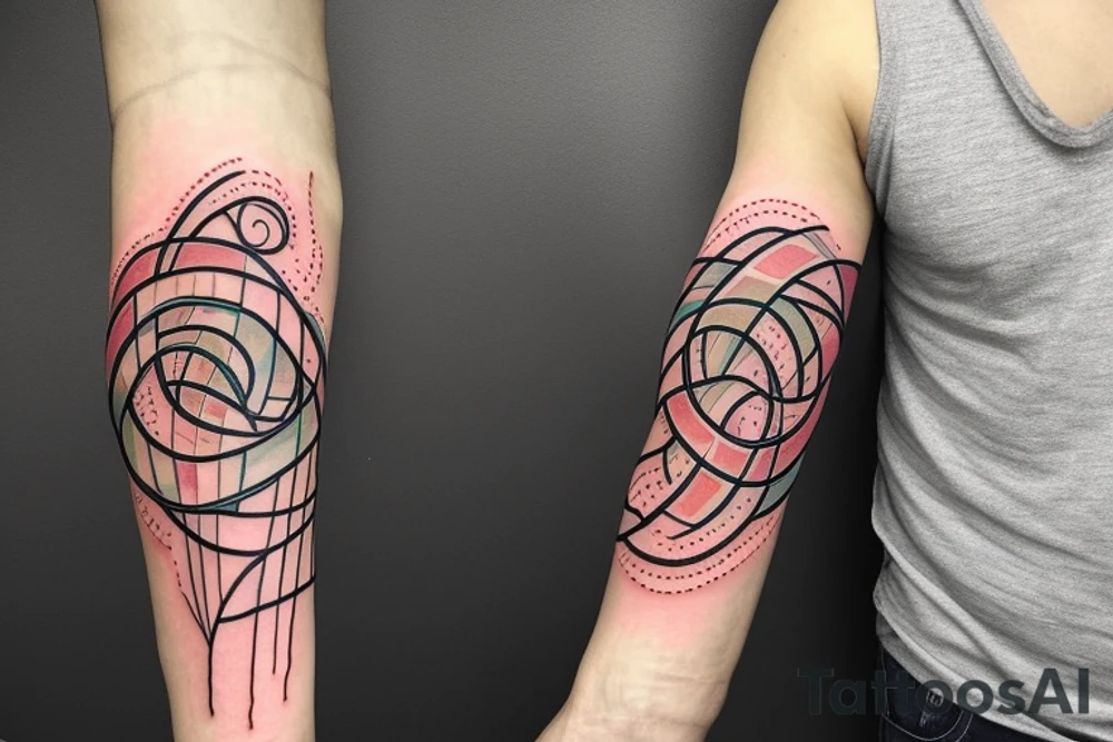 DNA helix colored with blurry edges on the forearm tattoo idea