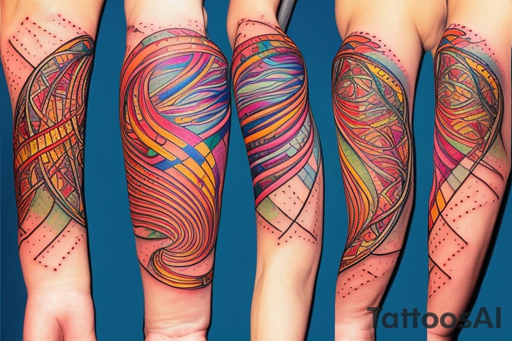 DNA helix colored with blurry edges on the forearm tattoo idea