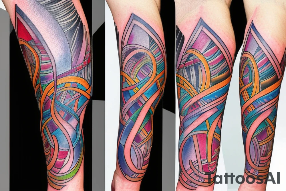 DNA helix colored with blurry edges on the forearm tattoo idea