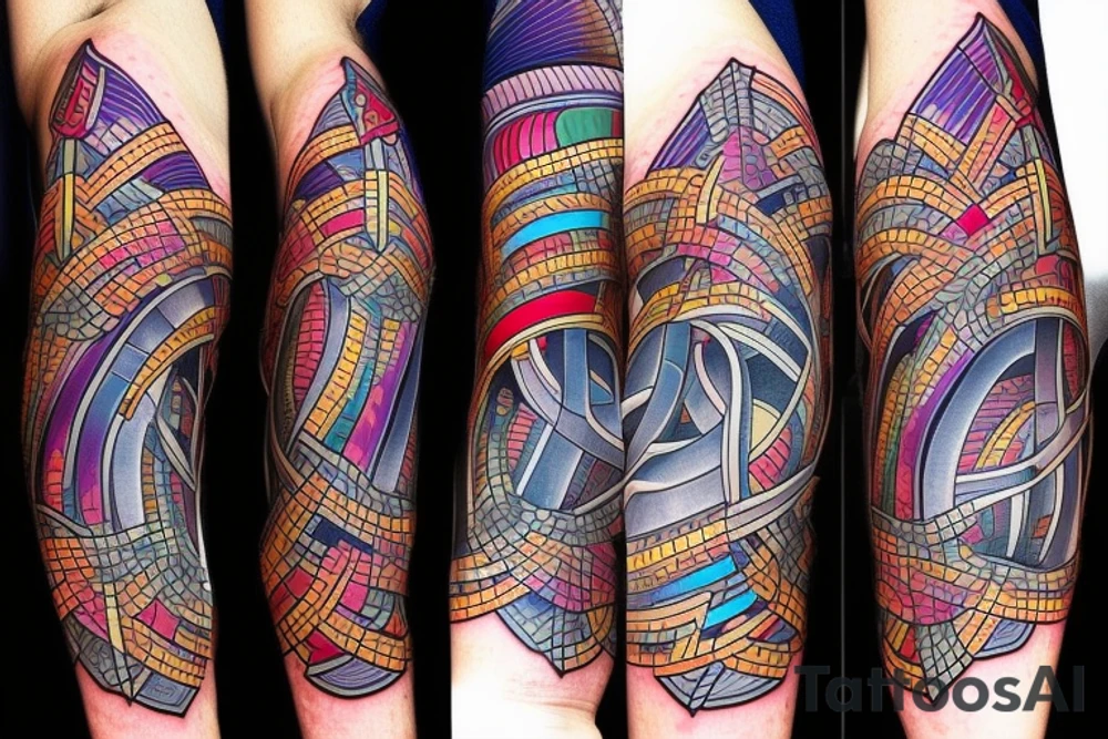 DNA helix colored with blurry edges on the forearm tattoo idea