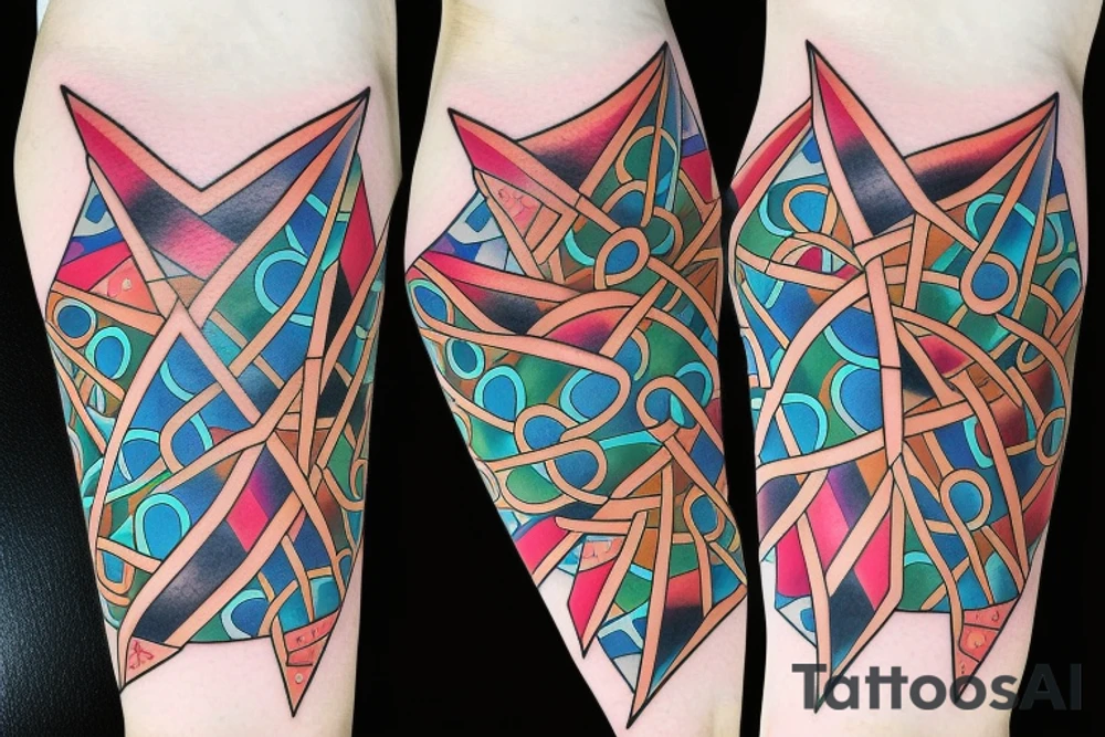 DNA helix colored with blurry edges on the forearm tattoo idea