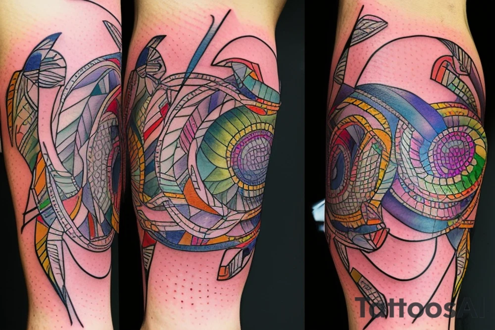 DNA helix colored with blurry edges on the forearm tattoo idea
