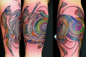 DNA helix colored with blurry edges on the forearm tattoo idea