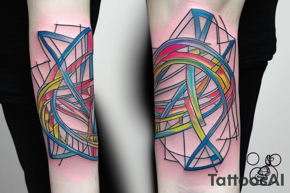 DNA helix colored with blurry edges on the forearm tattoo idea